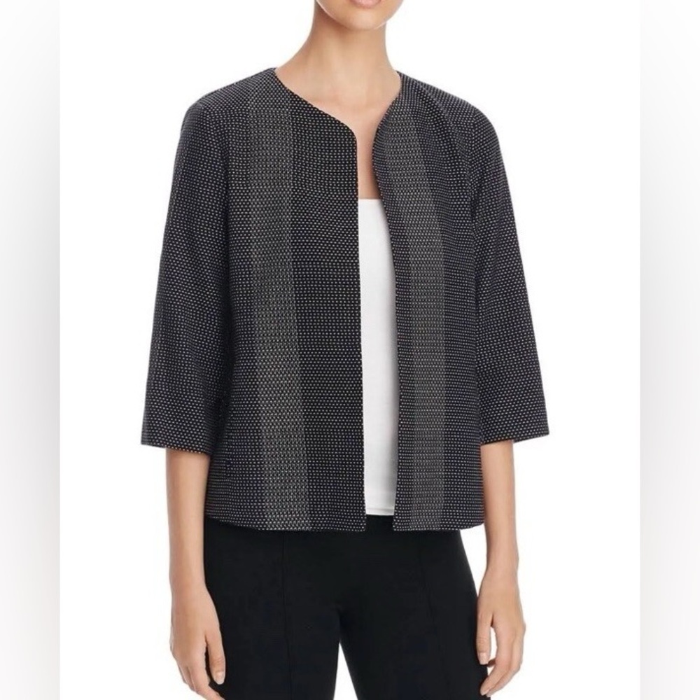 Eileen Fisher Black Organic Cotton Kurume Dash Jacket Large